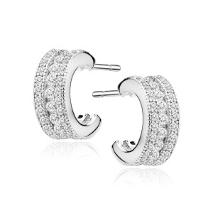 Cercei rotunzi argint cu pietre Ø12mm x 5mm DiAmanti Z0959ER_W-DIA (Argint 925‰ 3,5 g.)